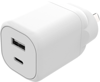 Cargador Rápido GaN de 30W con Puertos USB-C y USB-A para Teléfono Móvil/Pequeños Electrodomésticos/Dispositivos LED/USB, Enchufe AU US UK EU