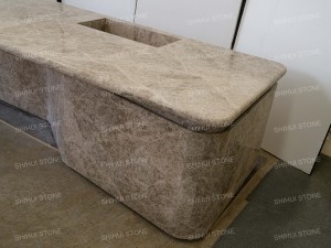 SH STONE Plan de travail moderne en marbre <span class=keywords><strong>Bianca</strong></span> Perla Grigio Orsola Beige pour îlot de cuisine, table centrale et meuble - Product Image 2