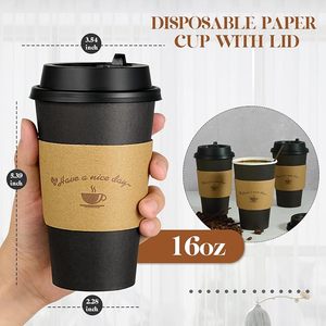 Vasos de papel negros de doble pared desechables para bebidas calientes de 90 mm de diámetro - Product Image 4
