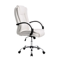 Confortable luxe blanc pivotant ergonomique chaise de bureau rotatif exécutif ascenseur chaise cuir métal fer pas cher échantillon disponible