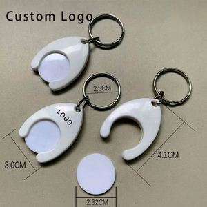 Custom Raindrop Trolley Coin <b>Keychains</b> - Promotional Shopping Cart Tokens - Product Image 1