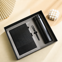 Ensemble cadeau rétro en cuir : carnet, stylo et gourde isotherme 3 pièces avec sac fourre-tout pour cadeaux promotionnels