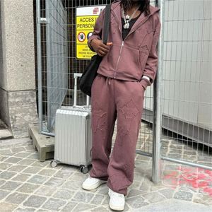 High Quality Men's Hooded Joggers Set Solid Color Zipper-Up with Custom Patch Embroidery Anti-Pilling for Autumn - Product Image 2