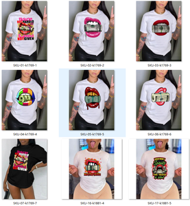 Camiseta de <span class=keywords><strong>mujer</strong></span> de moda con estampado artístico de labios, estilo artístico, talla grande, de verano, manga corta, informal, venta al por mayor - Product Image 4