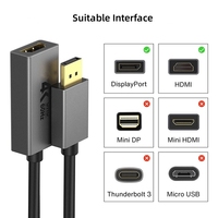 Cable Adaptador DisplayPort Macho a HDMI Hembra de 4K 60Hz Negro para Pantallas de Proyector HDTV y PC