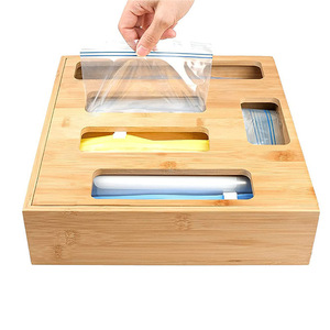 Bamboo Wall Mounted <b>Storage</b> <b>Box</b> With Partitions 30x32x8cm For <b>Kitchen</b> Organization - Product Image 5
