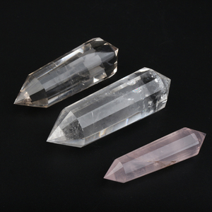 Points de Vogel en cristal de quartz à 24 facettes, 12 et 24 faces, en quartz clair et quartz rose - Product Image 2