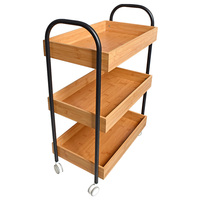 Carrito de bambú extraíble para cocina, con ruedas y asas