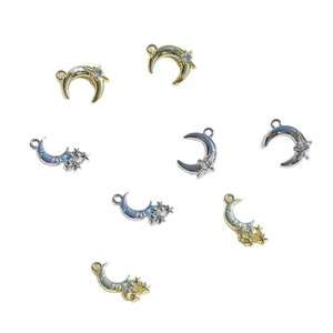 Pendentif Charme Lune avec Étoiles Diamantées pour la Fabrication de Bijoux, Accessoires DIY, Unisexe, Usage Quotidien, Lune Dorée KC, Lune Blanche K, Étoiles - Product Image 1
