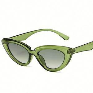 Gafas de Sol de Moda 2022 con Logotipo Personalizado, Montura Grande, Color Verde Oliva, Gafas de Sol de Ojo de Gato Coloridas para Mujer - Product Image 1