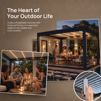 4x3m Outdoor Einziehbare Pergola-Set Aluminium Motorisiertes Verstellbares Lamellendach Vordach für Garten Terrasse Hinterhof