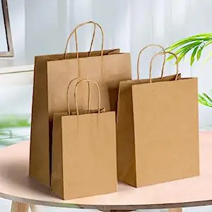 Recyclable Brown Custom Paper Food Bag Shopping Handle White Kraft Paper Bag