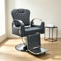 Chaise de Salon de Coiffure à Prix d'Usine avec Pompe Hydraulique, Chaise de Barbier Noire à Base Ronde pour Coiffure et Esthétique