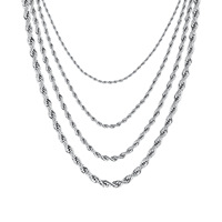 Collier en acier inoxydable pour homme, chaîne torsadée, 2 mm, 3 mm, 4 mm, 5 mm, 6 mm, bijoux hip-hop