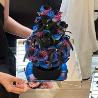 Cadeau de fleurs éternelles préservées, tour de gâteau romantique aux roses, arrangement artisanal en satin, boîte cadeau, ornement, fête des mères, Saint-Valentin