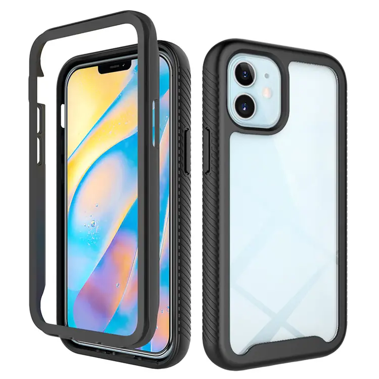 Shockproof Bumper Clear Phone Case For iPhone 12 mini 5.4 INCH Full Body 2 in 1 Hybrid Protect Back Cover Case