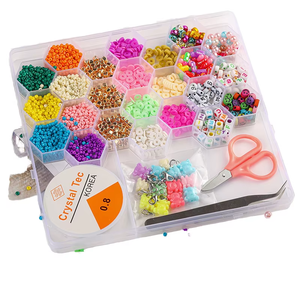 Nouvel ensemble de perles en verre et perles en argile très vendu pour la fabrication de bijoux (bracelets, boucles d'oreilles, colliers) – Coffret cadeau pour fille - Product Image 1