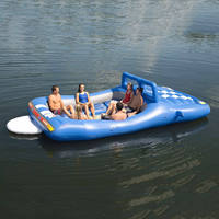 Île flottante gonflable pour piscine, grand radeau flottant familial avec porte-gobelets, chaise longue gonflable en PVC robuste