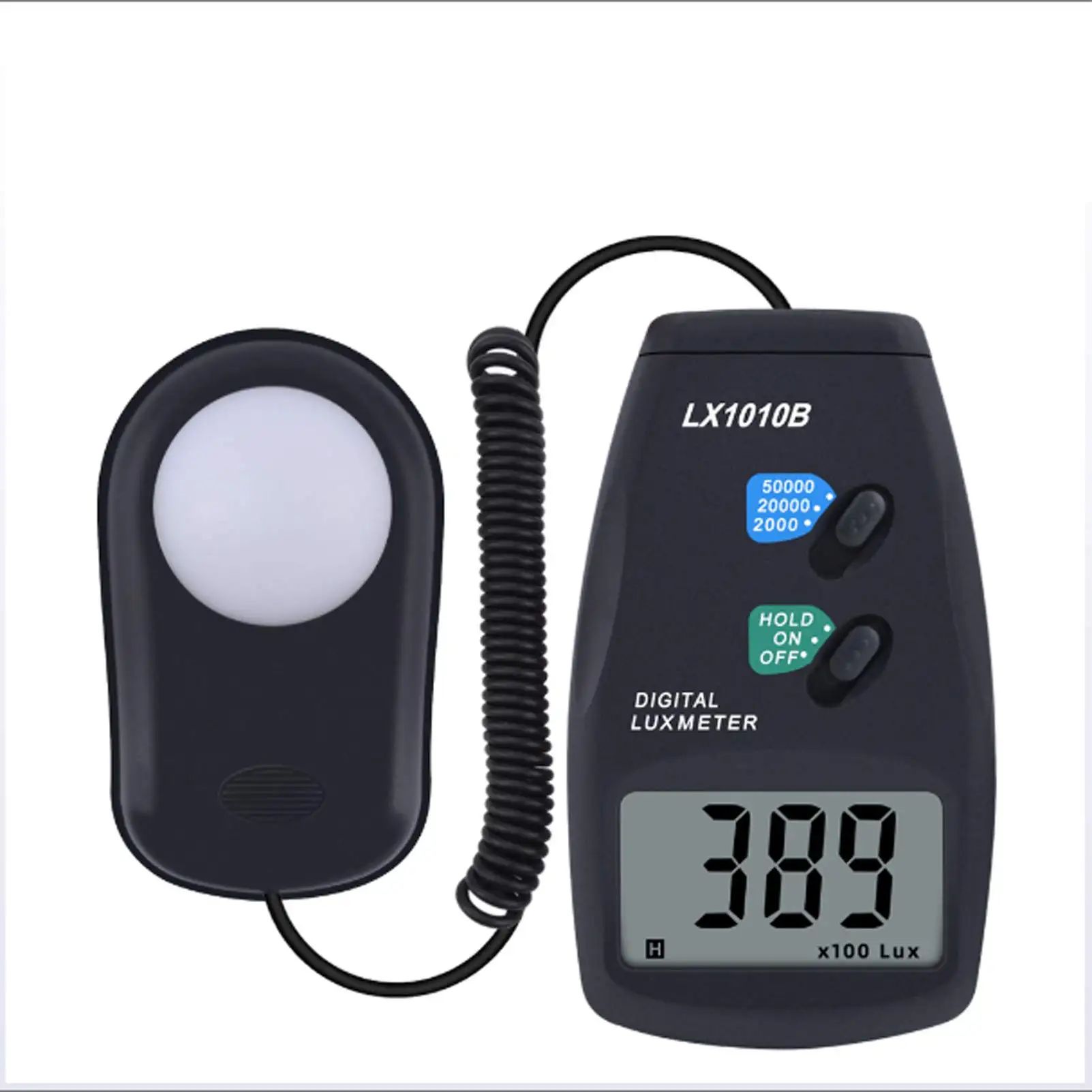 डिजिटल Luxmeter डिजिटल Illuminance प्रकाश मीटर Luxmeter एलसीडी डिस्प्ले के साथ 0-50,000 लक्स रेंज (9V बैटरी के साथ) LX-1010B