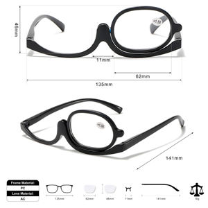 Lunettes <span class=keywords><strong>de</strong></span> lecture pour femmes avec loupe rabattable, lunettes <span class=keywords><strong>de</strong></span> maquillage avec charnière <span class=keywords><strong>à</strong></span> ressort - Product Image 2