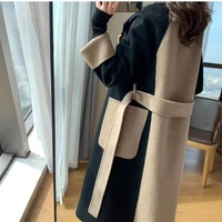 Manteau en laine double face pour femme, printemps-automne, épaissi, coupe ajustée, nouvelle couleur, chaud, en tissu de laine teinte cachemire, vente en gros