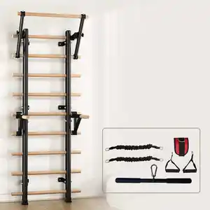 Multi Function Indoor Pull Up Bar Wall Mounted Wooden Fitness Home Gym Yoga Swedish Ladder