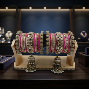 กำไลข้อมือ PADMAWATI BANGLES PRIVATE LIMITED คุณภาพสูง หรูหรา ทังสเตนชุบทอง หลายสี ชุดกำไลข้อมือสำหรับผู้หญิง ของขวัญสำหรับงานหมั้น - Product Image 3