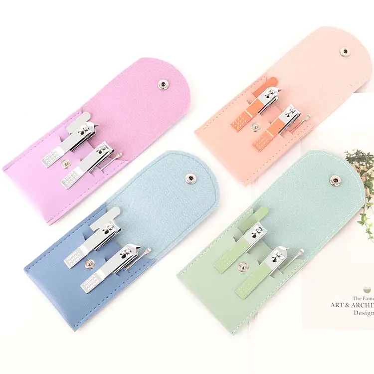 Kẹo màu 4pcs Nail Cutter móng tay cắt Kit Cắt Móng Tay đặt móng chân và làm móng Set với PU Túi da