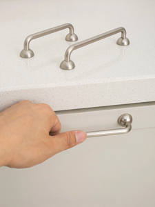 Cream Style Brushed Nickel Curved Cabinet Pull Handles Zinc Alloy Round Base Drawer Pulls for Kitchen Cabinet Wardrobe - Product Image 2