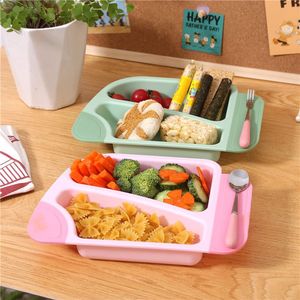 Eco Microwave Safe Lunch Dinner Tableware BPA Free Lightweight Degradable Reusable Unbreakable Plastic Plates For Kids Baby