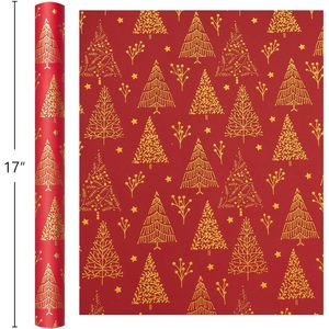 Homeral Christmas Wrapping Paper Roll 17in x 32.8ft Gold Foil Trees Gift <b>Wrap</b> for Holiday Craft Recyclable - Product Image 6