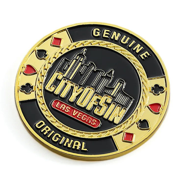 Großhandel Luxus Gold europäischen profession ellen benutzer definierten Logo Emaille Metall Poker Chips