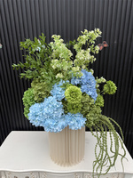 Bunga Pernikahan Hijau Biru Populer, Centerpiece Bunga Sutra Buatan Hydrangea Biru untuk Dekorasi Pesta