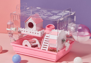 Cage à Hamster transparente en acrylique, 2 couches, petit Animal, hérisson, lapin, cochon d'inde, emballage de Villa, fournitures, ensemble de jouets - Product Image 3