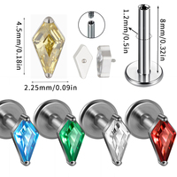 Labret en Titane ASTM F136 G23 avec Zircon Cubique Taille Ciseaux, Filetage Interne, Dos Plat, pour Piercing Oreille et Lèvre, Bijoux Corporels, Plusieurs Couleurs