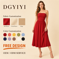 Robe décontractée pour femme, sans bretelles, sans manches, mi-longue, en rayonne 200 GSM, coupe trapèze, respirante, évasée, avec logo personnalisé, OEM