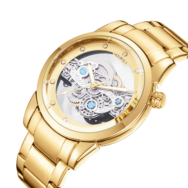 HOURSLY HY9111 Unique Chinese Mens Quartz Watch Low Price Steel Strap Water Resistant Skeleton Moq1 New Casual Watch