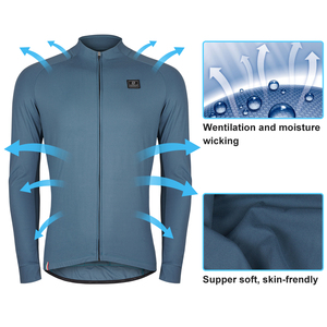 Darevie Negro <span class=keywords><strong>Azul</strong></span> <span class=keywords><strong>Ciclismo</strong></span> Ropa térmica de invierno Transpirable Absorbe la humedad Super Suave <span class=keywords><strong>Ciclismo</strong></span> Jersey térmico - Product Image 2