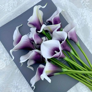 Lys Calla en PU, Lys Calla Violet Texturé, Mini Lys Calla, Ornement Décoratif, Fleurs Artificielles Réalistes, <span class=keywords><strong>Bouquet</strong></span> <span class=keywords><strong>de</strong></span> Mariée - Product Image 2
