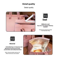 Sac Isotherme Réutilisable pour Livraison Alimentaire, Personnalisable avec Logo, en Non-Tissé Rose, Doublure en Feuille d'Aluminium