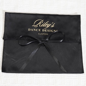 定制品牌标志黑色缎面信封头发延伸假发包装袋豪华信封丝绸缎面礼品泳装袋 - Product Image 3