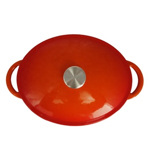 Casserole <span class=keywords><strong>en</strong></span> <span class=keywords><strong>fonte</strong></span> d'ustensiles de cuisine ovales émaillés colorés avec deux poignées four hollandais <span class=keywords><strong>grande</strong></span> <span class=keywords><strong>capacité</strong></span> bouillon de soupe marmite - Product Image 2
