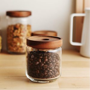 Bocal en borosilicate transparent hermétique pour la cuisine, le café, les épices, la confiserie et le stockage des aliments bocal en <span class=keywords><strong>verre</strong></span> avec couvercle en bois d'acacia - Product Image 5