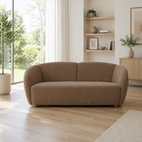 Sofá Cama de 2 Plazas Redondeado de Estilo Nórdico Minimalista, Sofá de Chenilla Suave con Patas de Madera para Hogar, Hotel, Hospital y Salas de Espera