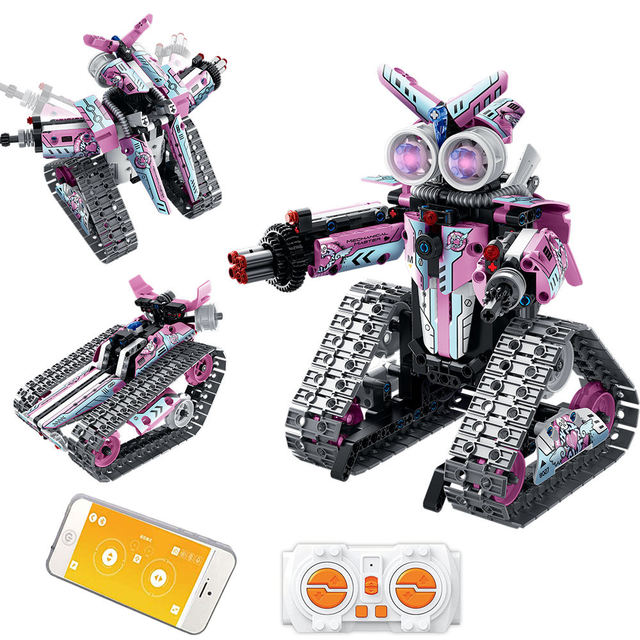 Programming Remote Control Tracked Car Robot Toys Building Block Set 3 in 1 Educational STEM APP Control RC DIY Assembly Robot