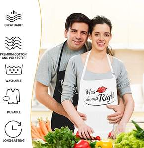 Cadeaux de mariage pour couple amoureux, tabliers sans manches ajustables, doux, sans AZO, écologiques, polyester/coton - Product Image 5