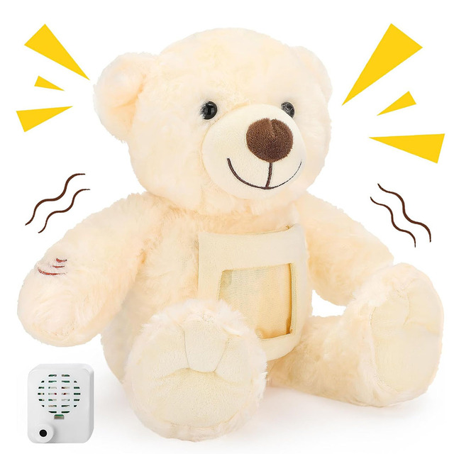 Beige Bear Voice Recording Remembrance Stuffed Animal Picture Holder Recordable Messages Memorial Teddy Bear Toy Plushies Custom