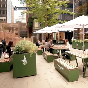 Moderno tavolo da pranzo all'aperto panca popolare combinazione di legno di ferro per piccoli metri Casual Gourmet Street Cafe tavolo all'aperto - Product Image 3