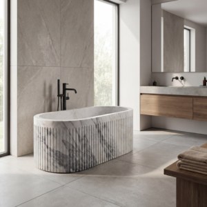 Luxury Custom-made Modern Oval Bathtubs Exclusive Arabescato Normal Marble Freestanding Soaking Bathroom Vila Hotel - Product Image 5