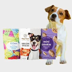 Custom Logo Printed Resealable Pet Treat Food Stand Up Zipper Pouch Bag for Pet Food Packaging